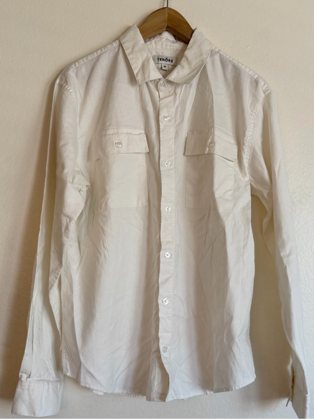 TENORE White Men's classic Button-Down Shirt w Pockets Old Money Quite Luxury
